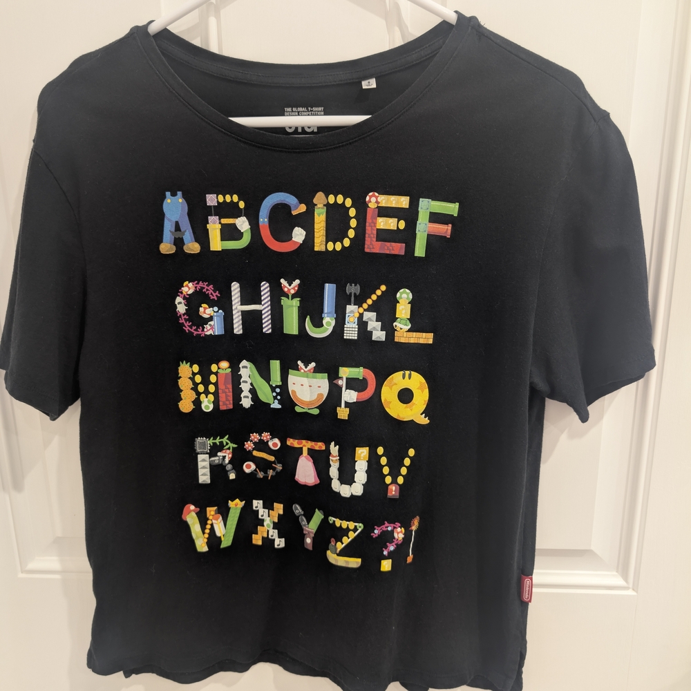 Nintendo Super Mario Alphabet UT Grand Prix T-shirt Competition Unisex Small